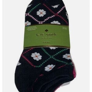 Kate Spade New York No Show Socks 3 Pairs Womens 4-10 Black White Red